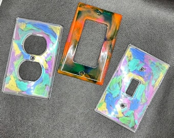Fun and Modern Resin Light Switch and Outlet Covers, Mixed Colors