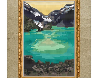 Piece of Lake Cross Stitch Pattern PDF, Modern Cross Stitch, Digital Download, Nature Cross Stitch