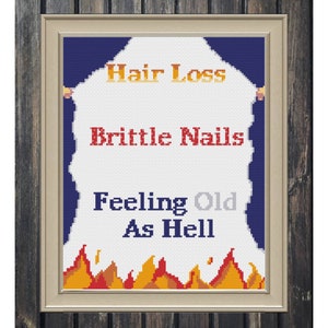 Feeling Old as Hell Cross Stitch Pattern PDF, Funny Cross Stitch, Funny Birthday Pattern, Modern Cross Stitch, Digital Download