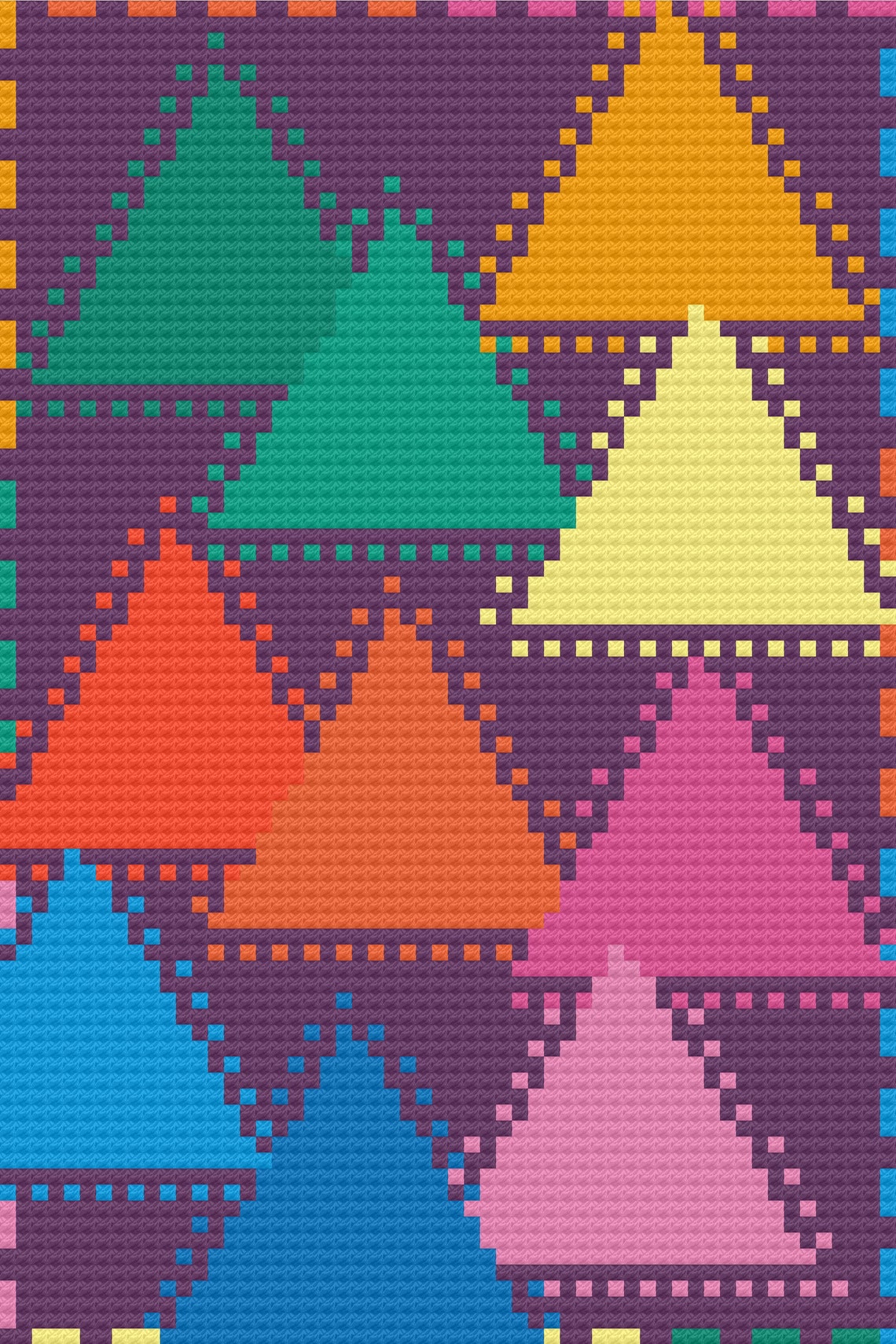 Three's a Triangle Cross Stitch Pattern PDF, Modern Cross Stitch ...