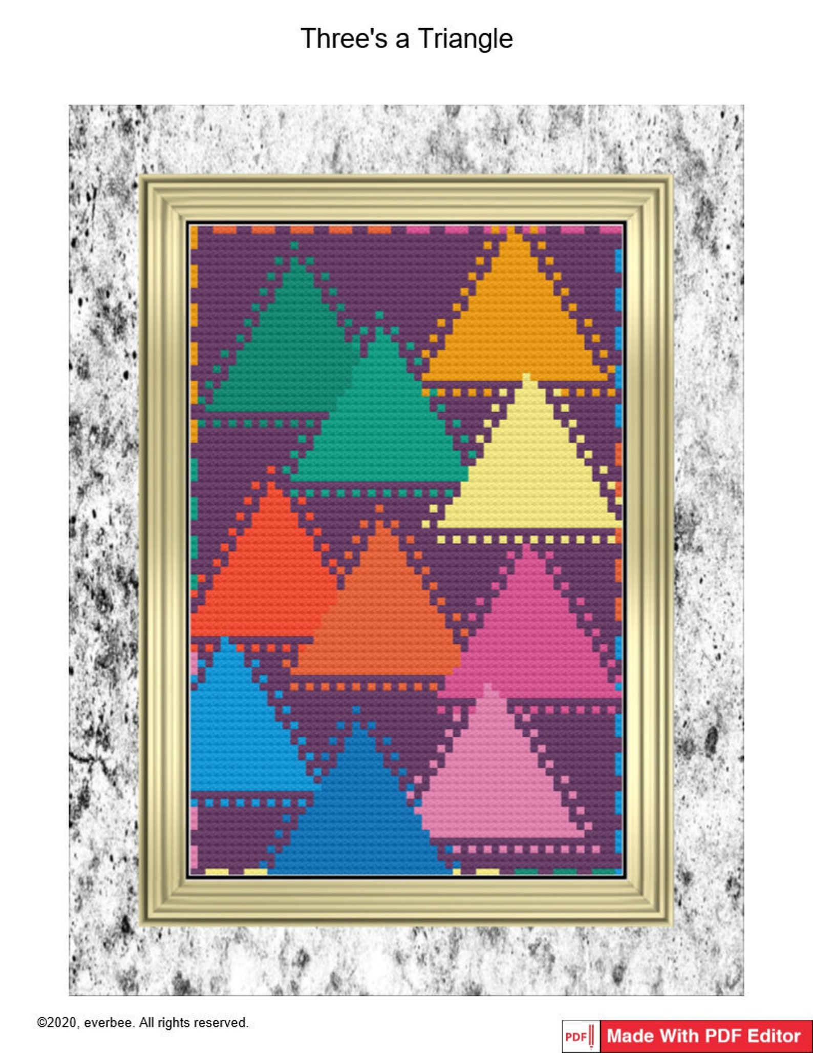 Three's a Triangle Cross Stitch Pattern PDF, Modern Cross Stitch ...