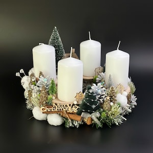 Advent wreath candle holder with 4 white candles, Holiday Decor, Advent decor, Christmas candle holder christmas decoration table decoration