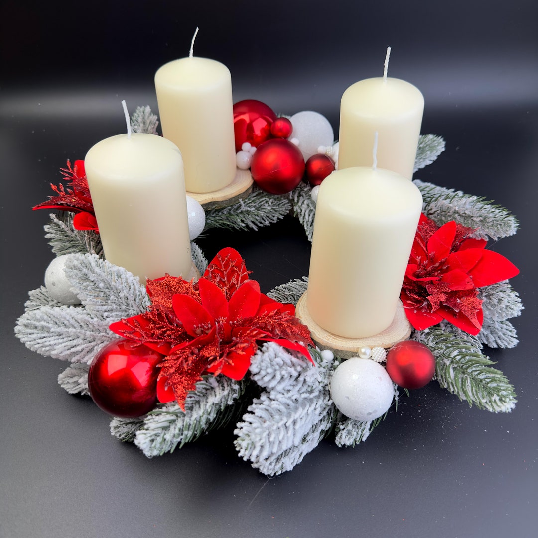 Advent Wreath Candle Holder With 4 Cream Candles With LED Etsy