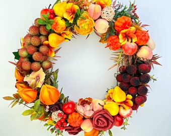 栗のリース：素朴なクリスマスドア飾り（13インチ） - Etsy 日本