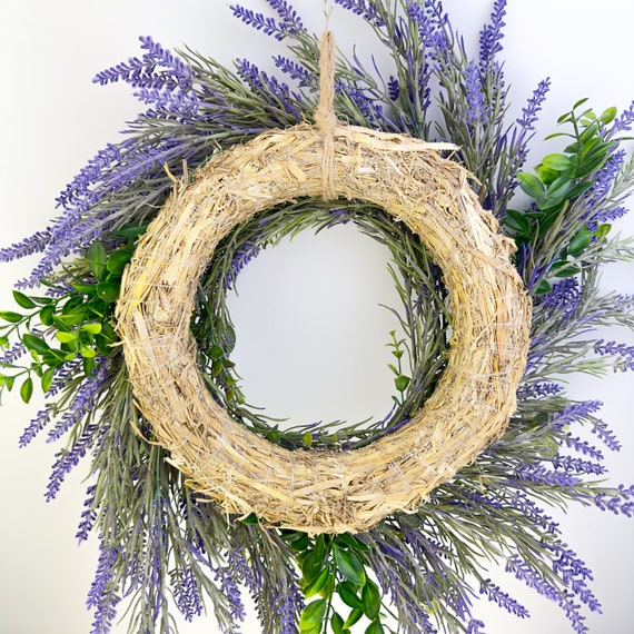 Ghirlanda Artificiale Lavanda 45,7 Cm - Decorazione Porta D'Ingresso, Interni/Esterni, Stile Rustico, Finta Lavanda