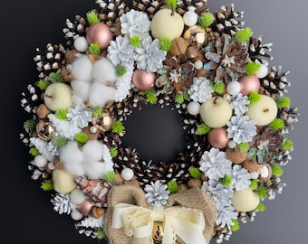 Bright christmas wreath, winter wreath, christmas door wreath front door, white christmas wreath, rustic wreath, merry christmas wreath