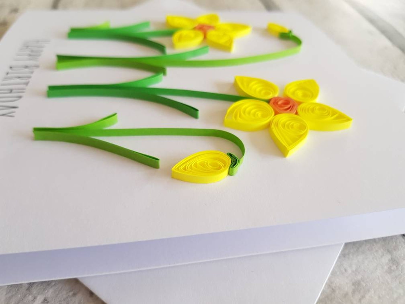 Handmade Daffodil Quilled Card Paper Quilling Daffodil Flower Etsy