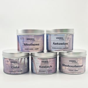 Baldur&#39;s Gate Companions | 5 4oz Soy Tin Candle Box Collection | Highly Scented