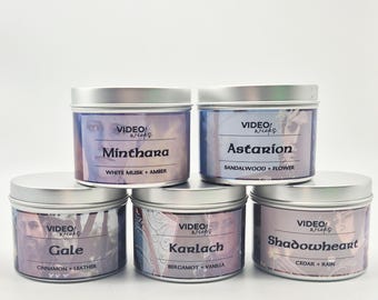 Baldur&#39;s Gate Companions | 5 4oz Soy Tin Candle Box Collection | Highly Scented