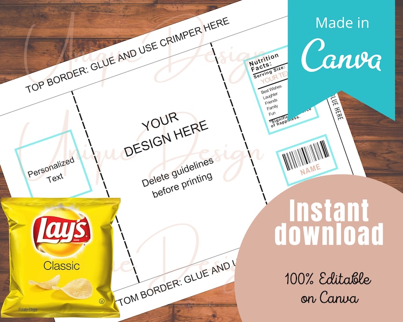 Chip Bag Template, Chip Bag Template Canva Editable, Blank Chip Bag Chip Bag Template, Chip Bag Template Canva Editable, Blank Chip Bag