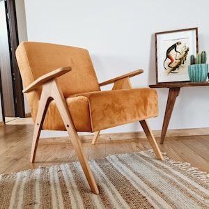 Vintage velvet armchair, Mid century armchair, burnt orange velvet armchair, Accent chairs, visit our shop for more vintage furniture!