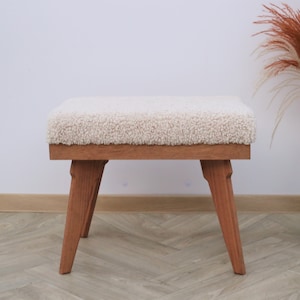 Vintage Boucle armchair and ottoman set, Teddy armchair