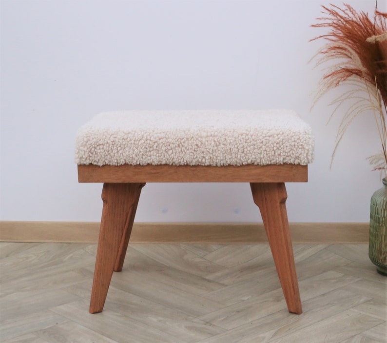 Vintage Boucle armchair and ottoman set, Teddy armchair