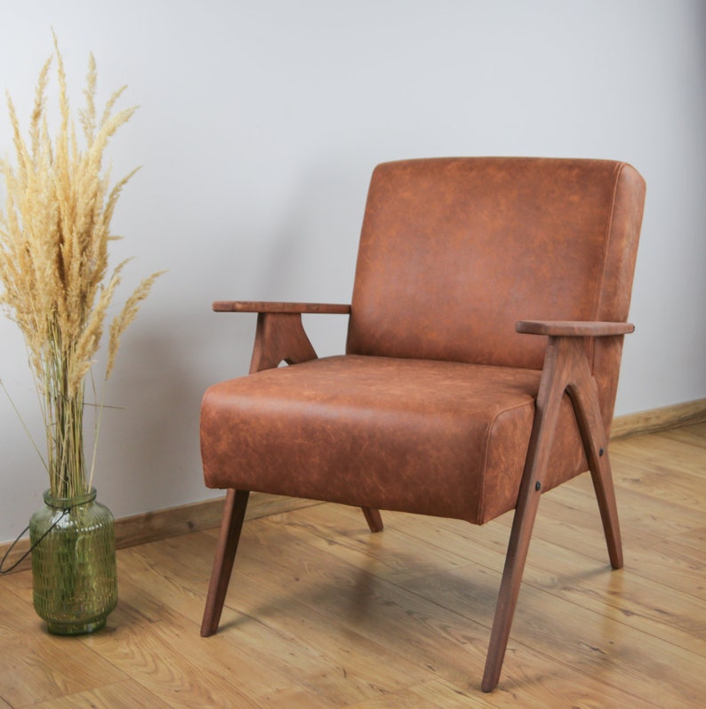 Mid century leather armchair