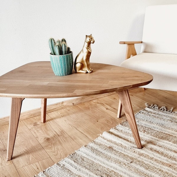 Mid-century salontafel, vintage salontafel handgemaakt in onze winkel, meerdere houtbeitsen, bekijk onze winkel voor meer vintage meubels!