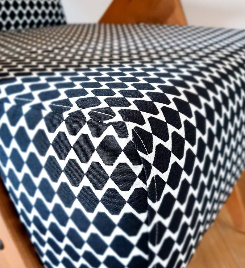 Geometric vintage armchair, mid century armchair handmade in our shop, black&white armchair