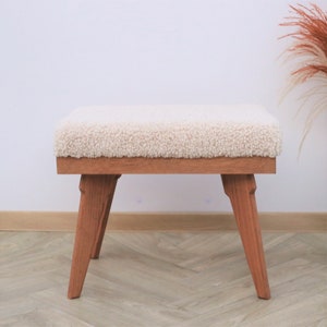 Vintage Boucle ottoman, Teddy Legrest, Sherpa chair handmade mid century armchairs, visit our shop for more mid century furniture zdjęcie 4