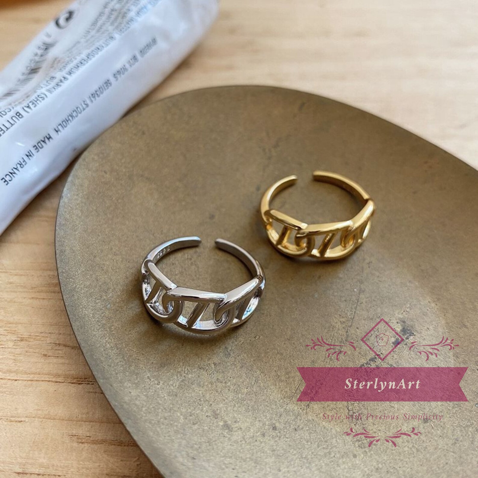 Fashion Pig Nose Shaped Ring Hollow Chain 925 Sterling Etsy