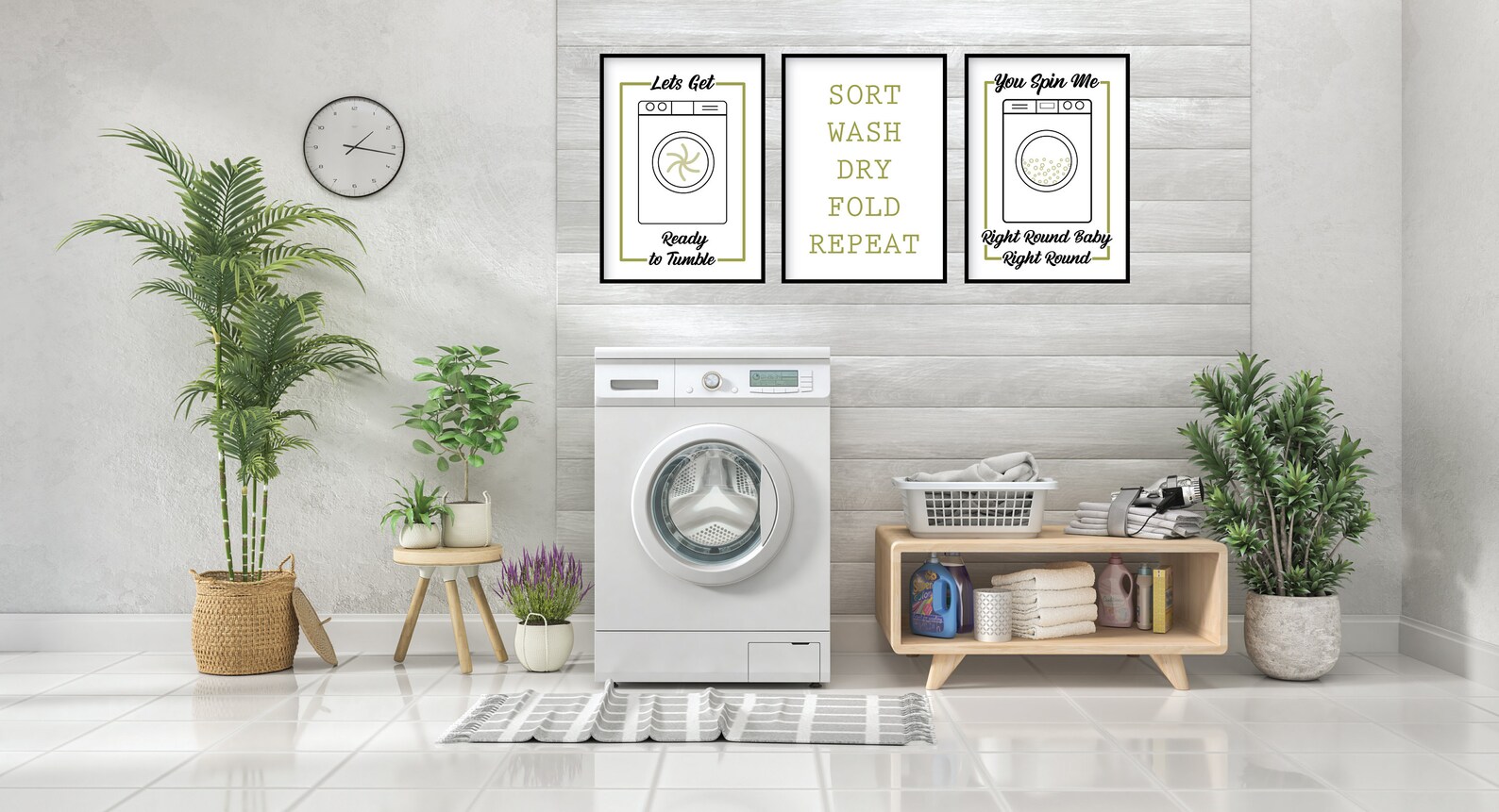 Trio of Laundry Room Prints With Choice of Colour Laundry & Etsy