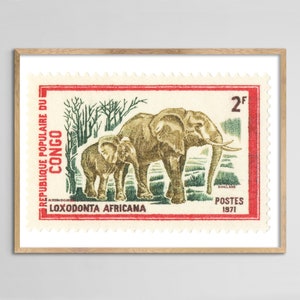 Kongo Elefanten Stempel Print