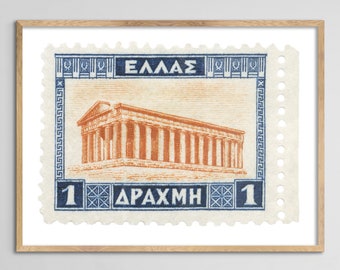 Greece Acropolis Stamp Print