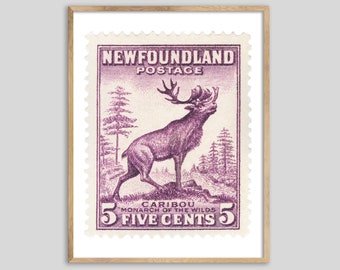 Newfoundland Caribou Stamp Print