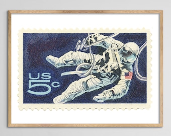 USA Spacewalk Stamp Print