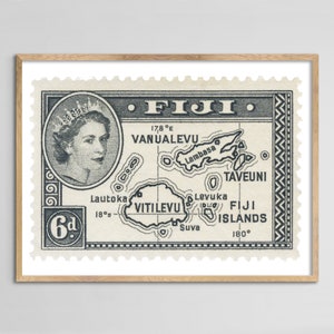 Fiji Islands Map Stamp Print