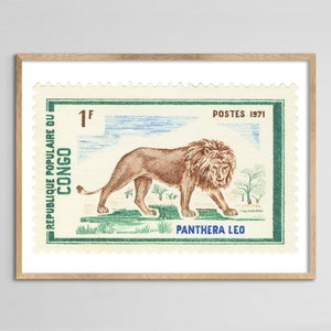 Congo Lion Stamp Print