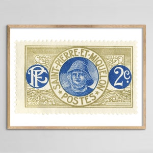 St Pierre et Miquelon Man Stamp Print