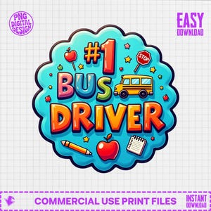 Erster # 1 Busfahrer PNG digitaler Download, bester Schulbusfahrer Wertschätzung Geschenk, danke Sublimationsdesign, unverzichtbarer Arbeiter Clipart