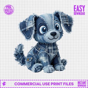 Denim patchworkhond png, schattige puppy-sublimatieontwerp, Jean Dog digitale download, western hondenshirtontwerp