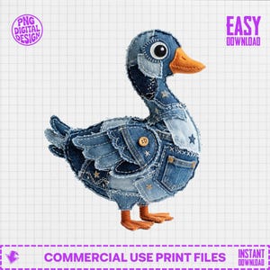 Oca patchwork in denim PNG, Design di un'oca carina per sublimazione, Oca in jeans download digitale, Design di un'oca western per maglietta