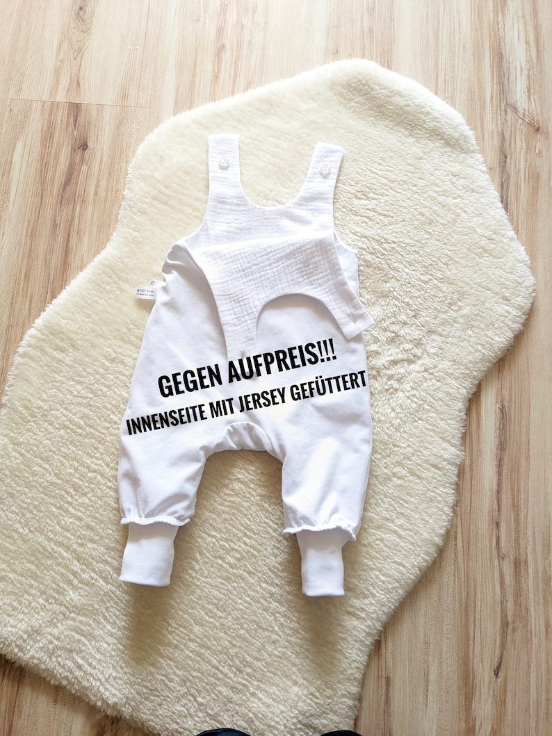 Taufstrampler / Musselinstrampler / Babystrampler / Newborn / weiß / Mädchen / Junge / Geschenk / Geburt / Taufe / Bild 8