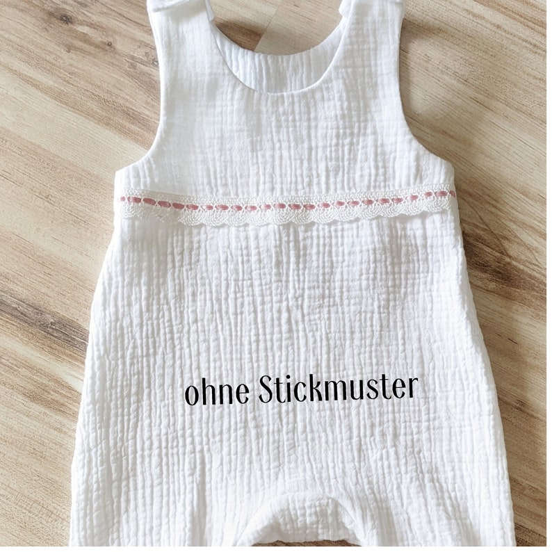 Taufstrampler / Musselinstrampler / Babystrampler / Newborn / weiß / Mädchen / Junge / Geschenk / Geburt / Taufe / Bild 4