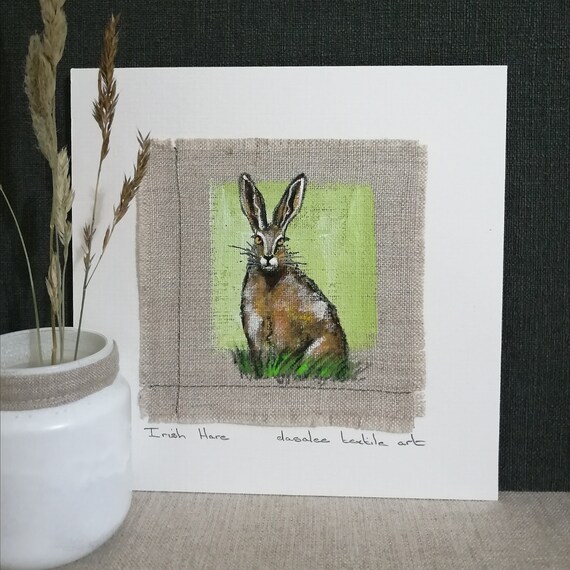 IRISH HARE Mounted Artwork Picture Hand Painted on 100 Pure Etsy