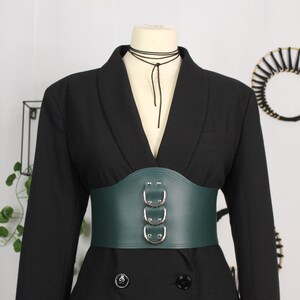 Soft leather corset belt for woman, Vegan leather harness belt, Adjustable leather underbust corset, Strappy bustier with buckles