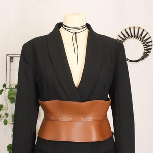 Rocker maxi belt, Soft leather wrap tight belt, Goth obi leather belt for women, Adjustable leather wide belt