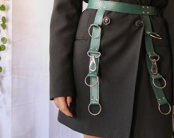 Fetish wear leather for waist | Leather harness belt for women | Adjustable strappy waist belt | Goth harness belt lingerie