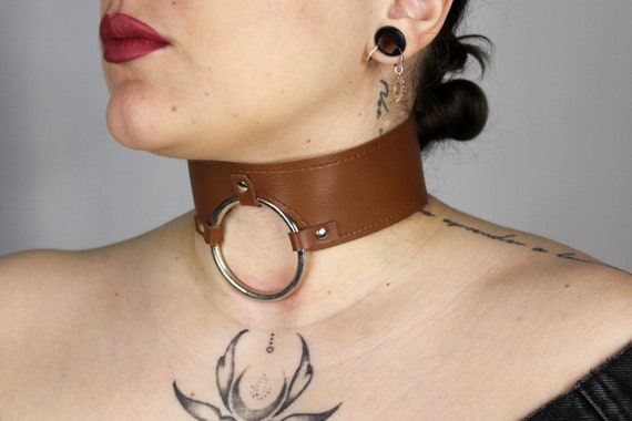 Women Neck Leather Accessory, Vegan Leather Collar for Women, Goth