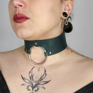 Vegan leather collar for women, Adjustable O ring choker, Women neck leather accessory, Goth leather necklace