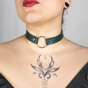 O ring necklace, Leather collar womens, Choker goth for women, Vegan leather choker collar