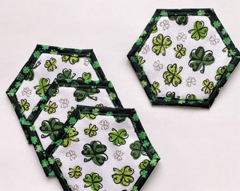 Handmade quilted St Patricks Day Large Shamrock Coasters