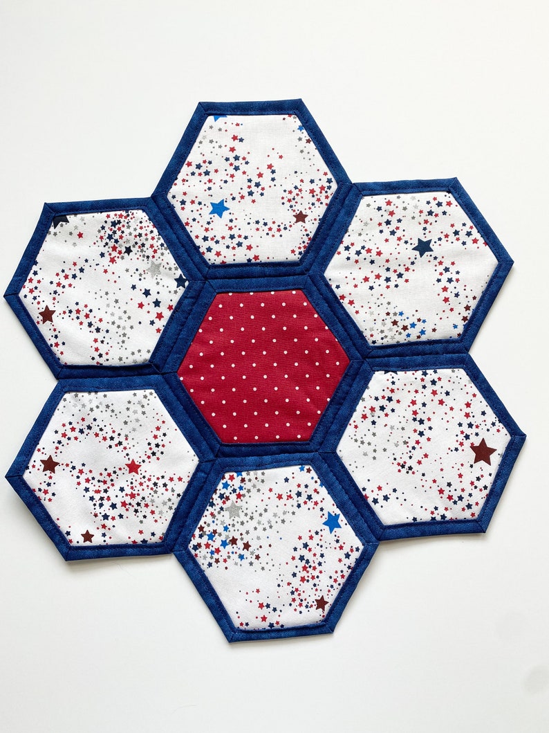 Quilted Patriotic Table Topper: Red, White & Blue Star Centerpiece - Etsy