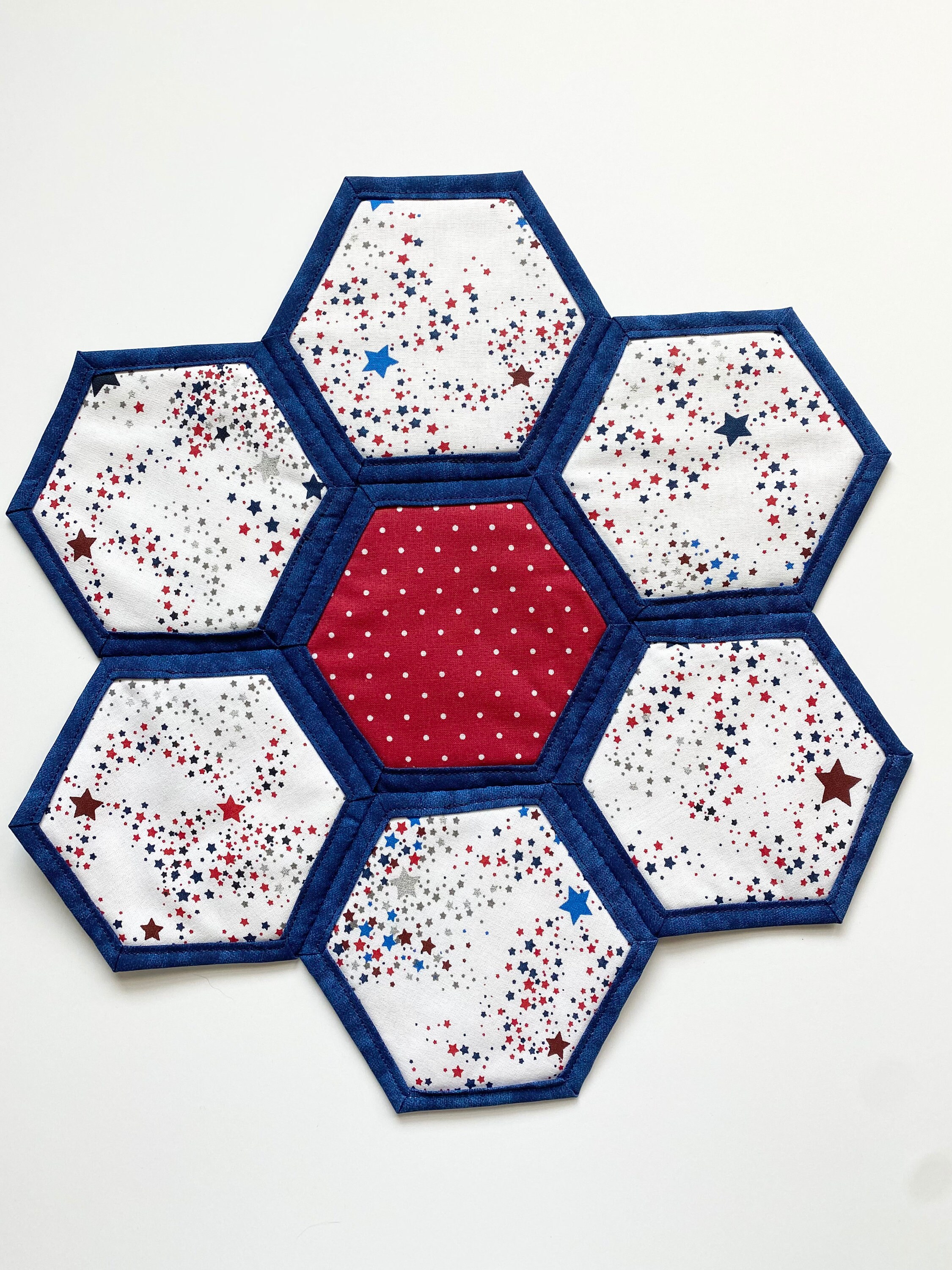 Quilted Patriotic Table Topper: Red, White & Blue Star Centerpiece - Etsy