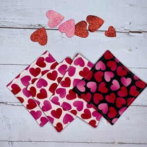 Valentine coasters / Valentine&#39;s Day gift / Valentine mug rug / quilted coasters / Valentine table decor / Vday decoration