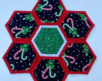 Candy Cane Christmas Table Topper: Holiday Centerpiece (12.5x13)