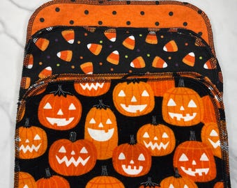 Halloween  Kitchen Reusable Paper Towels: 100% Cotton Flannel, Zero Waste