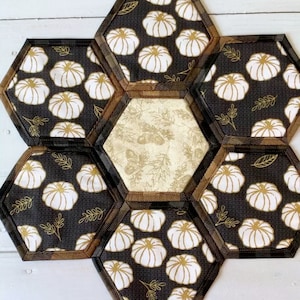 White pumpkin table decor/ fall centerpiece/farmhouse table /quilted/ acorn/Thanksgiving table decor