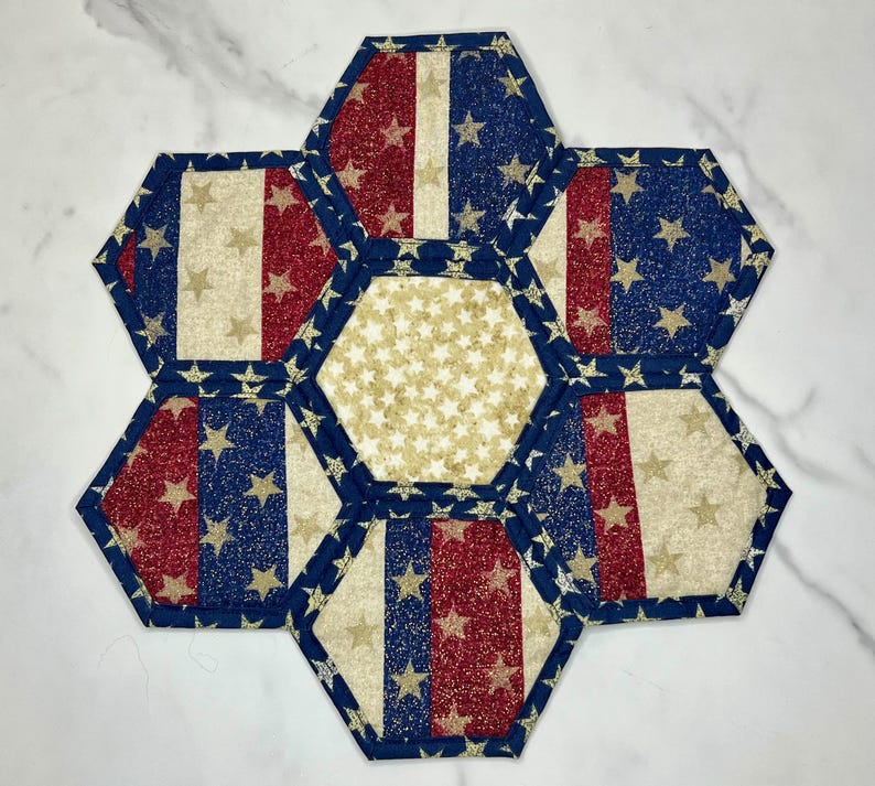 Quilted Patriotic Centerpiece | Red White Blue Americana Table Mat ...